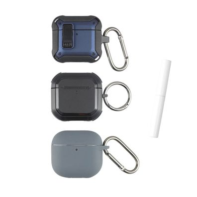 4smarts Case Set Alpha AirPods 4,3er Set blau, rau, chwarz