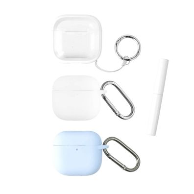 4smarts Case Set Omega AirPods 4, 3er Set weiß, hellblau