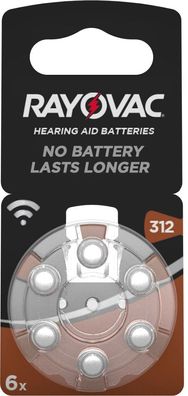 Rayovac Hörgerätebatterie 312 (PR41) 6er Blister