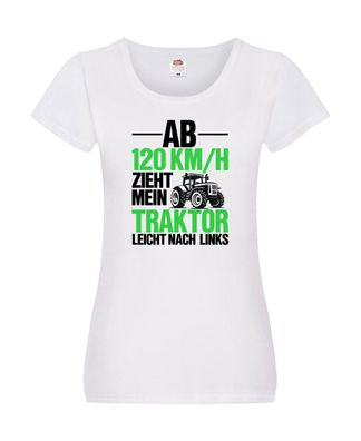 Traktor zieht nach Links | Traktor | Landwirt | Bauer Damen Shirt Weiß