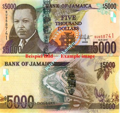 Jamaika / Jamaica 5.000 Dollars 2010 Unc. P. 87b 613095#
