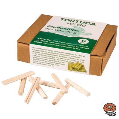 Tortuga Verde Pfeifenfilter aus Balsaholz 6mm, 68 Filter