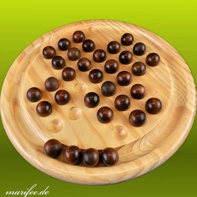 Solitaire Brettspiel Naturholz, 215 × 215 × 25 mm, rund, Strategiespiel Art.-Nr.11146