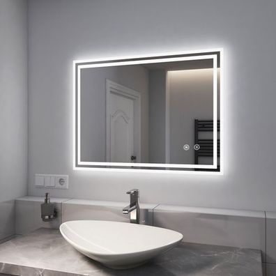 EMKE® Badspiegel Mit LED Beleuchtung Touch Beschlagfrei Wandspiegel 50x70/60x80cm