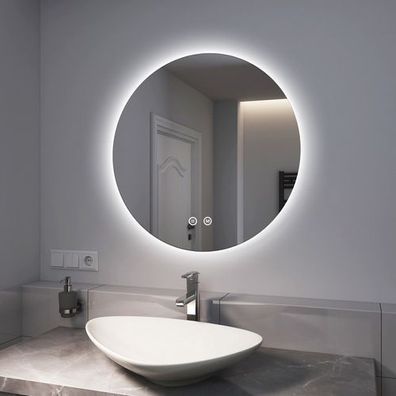 EMKE® LED Badspiegel Rund Spiegel mit Touch Dimmbar Helligkeit Wandspiegel 60 cm
