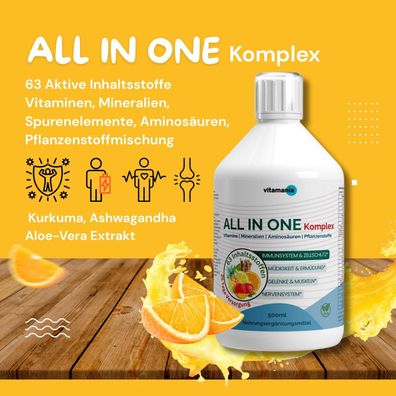 ALL IN ONE Komplex - Flüssiges Vitaminen, Mineralien, Spurenelementen, Antioxidantien