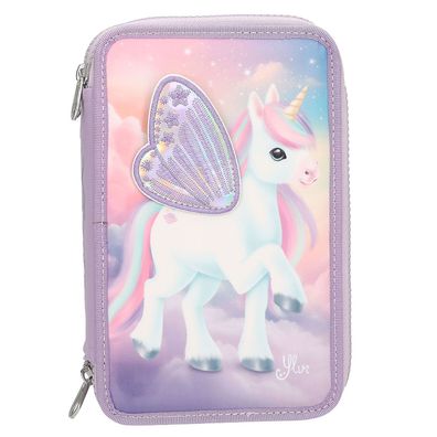 Depesche 3-Fach Federtasche mit appliziertem Flügel Ylvi 50-Lila