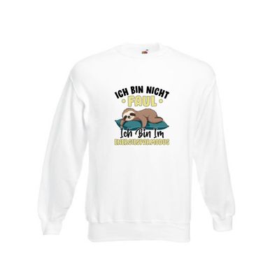 Bin im Energiesparmodus | Faultier v2 Sweatshirt Weiß