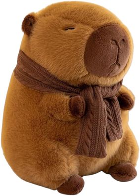 Capybara Braune Plüschfigur mit Strickschal - Manga Kuscheltier ca. 24cm