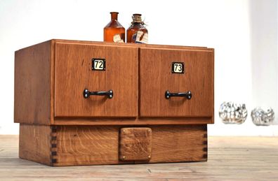 Schubladenschrank Eiche Antik Vintage Apothekerschrank Uhrmacher Alt Loft Klein Holz