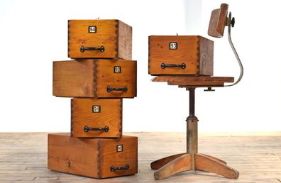 Set 5x Kiste mit Deckel Holz Antik Apotheker Vintage Kasten Alt Groß Loft Stapelkiste