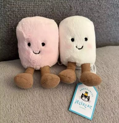 New 12CM Genuine Jellycat Amuseable Marshmallows Pink and White Key Chain
