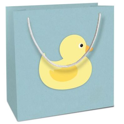 Geschenktragetasche Baby - Ente hellblau 21 x 20 x 8 cm