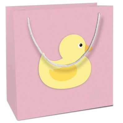 Geschenktragetasche Baby - Ente rosa 21 x 20 x 8 cm