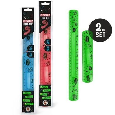 Trendhaus Back to School Flexi Lineal Set 15cm & 30cm 3fach sortiert