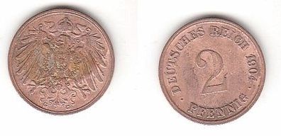 2 Pfennig Kupfer Münze Deutsches Reich 1904 G Jäger 11 (112374)