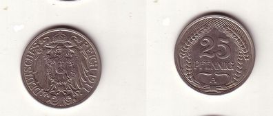 25 Pfennig Nickel Münze Deutsches Reich 1911 A Jäger 18 (103966)