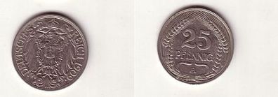 25 Pfennig Nickel Münze Deutsches Reich 1909 A Jäger 18 (105519)