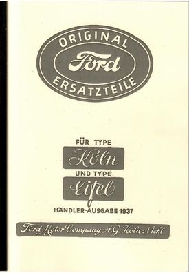 Ersatzteilkatalog Ford Typ Köln und Eifel, Auto, Oldtimer, Klassiker