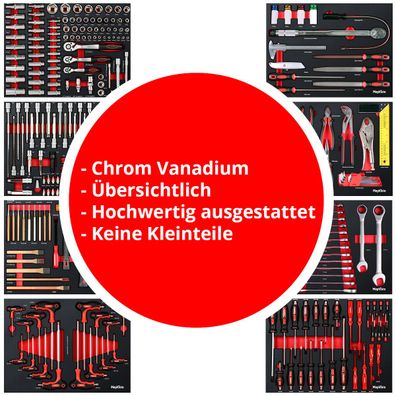 Mephisto Werkzeugwagen XXL² Premium 9 Schubladen inkl. Werkzeug Werkstattwagen