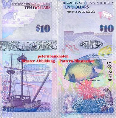 Bermuda 10 Dollars 2009 Unc P. 59 Hybrid 63001#