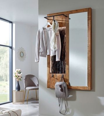 Wandgarderobe inkl. Beleuchtung 88x148cm 'Sadar' Akazie massiv