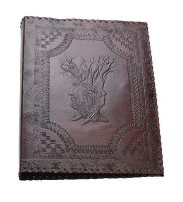 Akten Ordner 4 Ringe A4 Echtes Leder Handmade Indien Stammbaum Familie Prägung