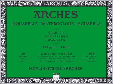 ARCHES Aquarelle Watercolour Cold Pressed 300g/m² - 23 x 31cm, 20 Blatt