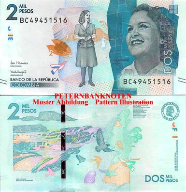 Kolumbien / Colombia 2000 Pesos 2018 Unc. P. 458 6125#