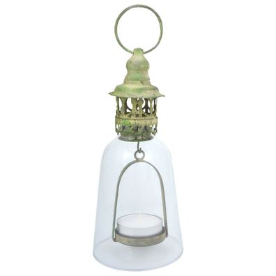 Esschert Design Aged Metal Vintage Teelichtleuchter Grün - Metall & Glas