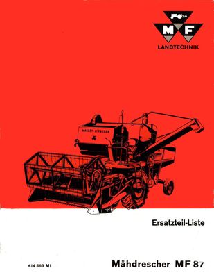Ersatzteilliste Massey Ferguson für den Mähdrescher MF 87