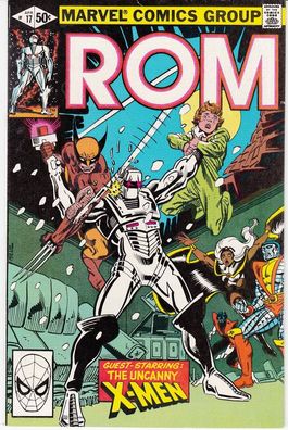 ROM (Spaceknight) # 17 (guests: X-Men) (Sal Buscema) (USA, 1981)