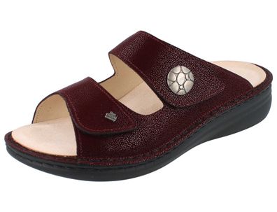 FINN Comfort FinnMellow Moorea Damen Pantolette Hausschuhe dunkelrot Nubukleder