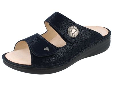 FINN Comfort FinnMellow Moorea Damen Pantolette Hausschuhe blau Nubukleder