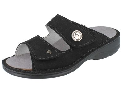 FINN Comfort Hedda vegane Damen Pantolette Hausschuhe schwarz Microvelours
