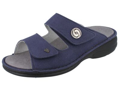 FINN Comfort Hedda vegane Damen Pantolette Hausschuhe dunkelblau Microvelours