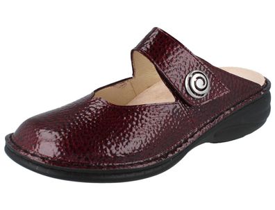 FINN Comfort Canaro Damen Hausschuhe Clog dunkelrot wine Lackleder
