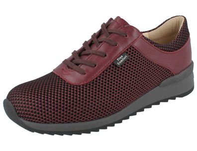 FINN Comfort Cerritos Damen Halbschuhe Schnürschuhe bordo Mesh Glattleder