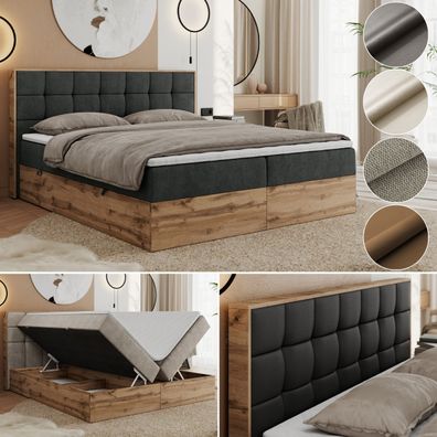Boxspringbett, Polsterbett mit Multipocket Matratze und Bettkasten ALBERO 1