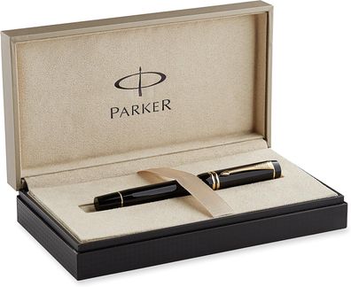 Parker Füllfederhalter Duofold Black International mit vergoldeten Verzierungen M