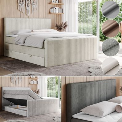 Boxspringbett KING DOREN, Polsterbett mit Bettkasten, Multipocket Matratze