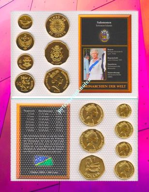 Solomon Islands KMS. 1987-2010 Unc. 24k gold-plated 7 Münzen 6695#