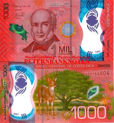 COSTA RICA 1000 Colones 2019 Polymer Unc P. NEW 6276#