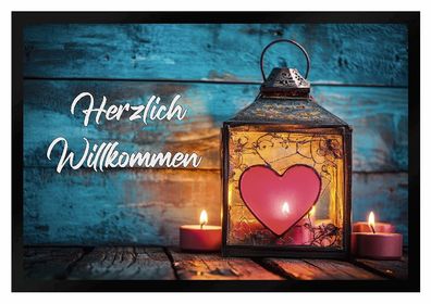 Fußmatte Herz Laterne Herzlich Willkommen F2653 75x50 cm