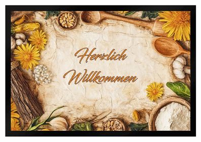 Fußmatte Küche Kochlöffel Kochen Schmutzfangmatte F2649 75x50 cm