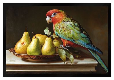 Fußmatte Papagei Ziergeflügel mit Birnen Obst F2637 75x50 cm