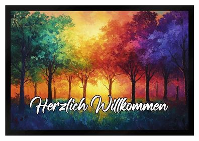 Fußmatte bunte Bäume Herzlich Willkommen F2636 60x40 cm