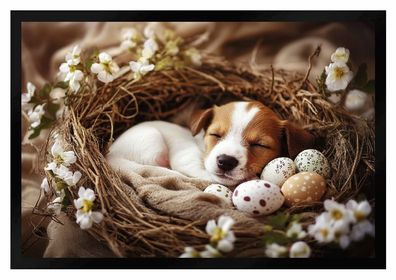 Fußmatte Ostern niedlicher Hund Welpe Ostereier F2628 75x50 cm