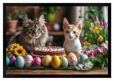 Fußmatte Ostern Katzen Torte Ostereier Tulpen F2629 75x50 cm
