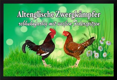 Fußmatte Hühner Altenglische Zwergkämpfer rebhuhnfarbig F1442 60x40 cm